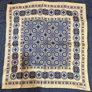 Blue and Cream Patterned Scarf